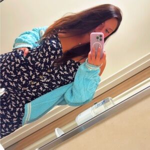 LOFT Navy Butterfly Print Jumper